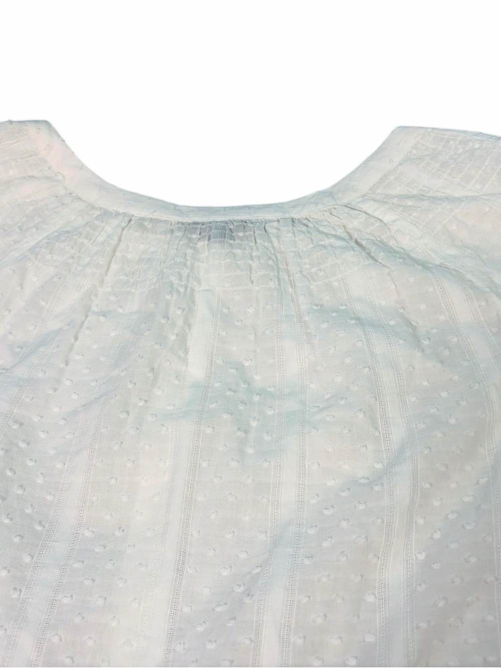 Talbots Top Womens 3Xp White Pleated Polka Dot Textured Button - Picture 7 of 9